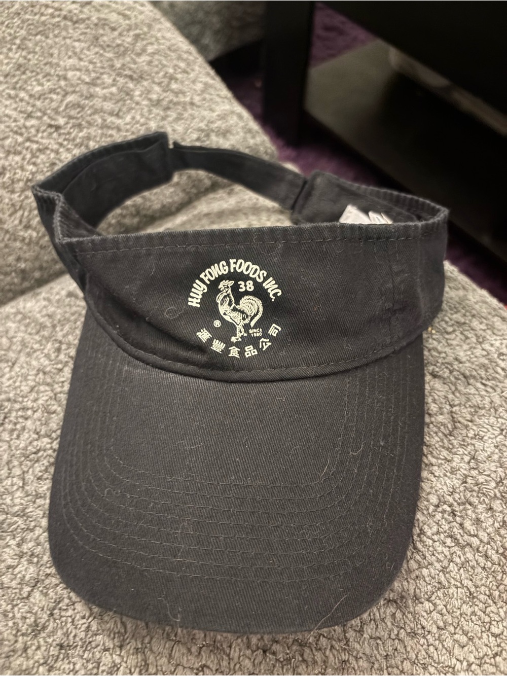 Hui Fong Foods Black Visor Hat with Rooster Logo